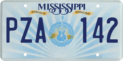 MS license plate PZA142