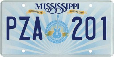 MS license plate PZA201