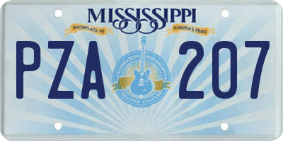 MS license plate PZA207