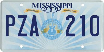 MS license plate PZA210