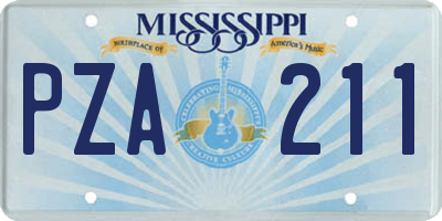 MS license plate PZA211