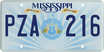 MS license plate PZA216