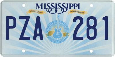 MS license plate PZA281
