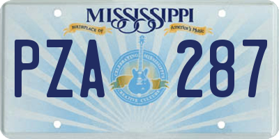 MS license plate PZA287
