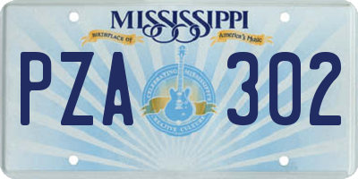 MS license plate PZA302