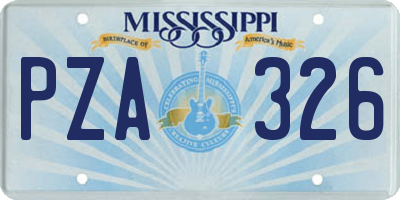 MS license plate PZA326