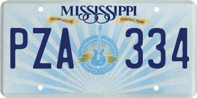 MS license plate PZA334