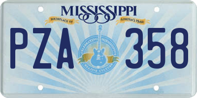 MS license plate PZA358