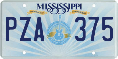 MS license plate PZA375