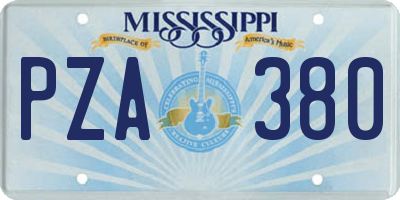 MS license plate PZA380