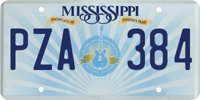 MS license plate PZA384