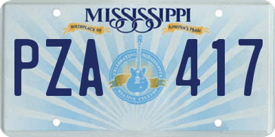 MS license plate PZA417