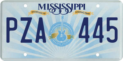 MS license plate PZA445