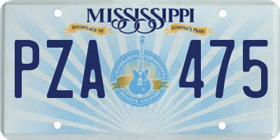MS license plate PZA475