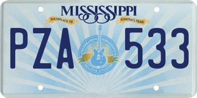 MS license plate PZA533