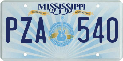 MS license plate PZA540