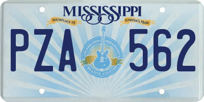 MS license plate PZA562