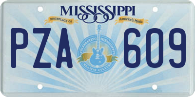MS license plate PZA609
