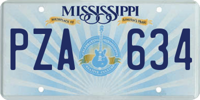 MS license plate PZA634