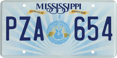 MS license plate PZA654