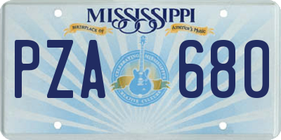 MS license plate PZA680