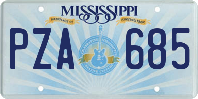 MS license plate PZA685