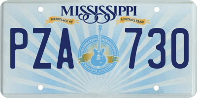 MS license plate PZA730