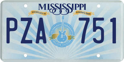 MS license plate PZA751