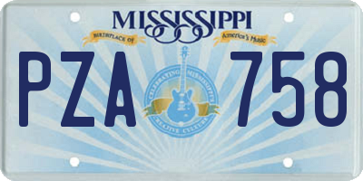 MS license plate PZA758
