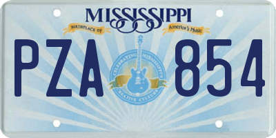MS license plate PZA854