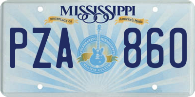 MS license plate PZA860