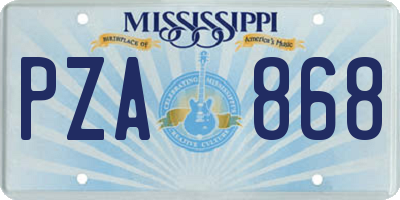 MS license plate PZA868