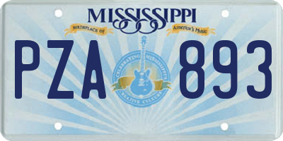 MS license plate PZA893