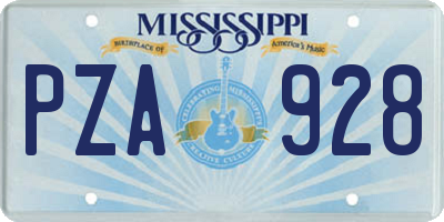 MS license plate PZA928
