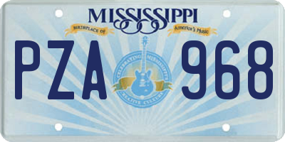 MS license plate PZA968