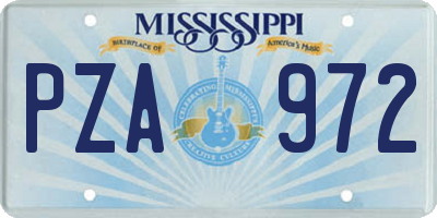 MS license plate PZA972