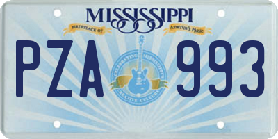 MS license plate PZA993