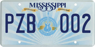 MS license plate PZB002
