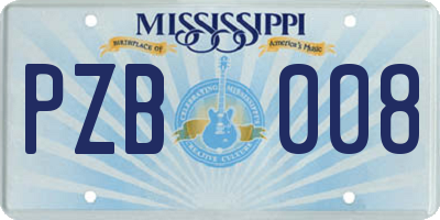 MS license plate PZB008