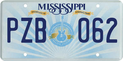 MS license plate PZB062