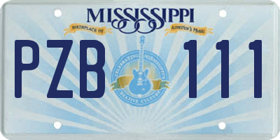 MS license plate PZB111