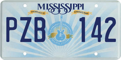 MS license plate PZB142