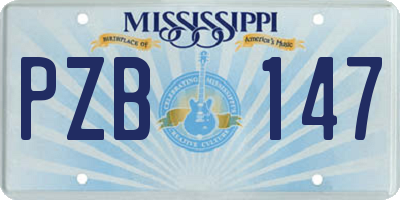 MS license plate PZB147