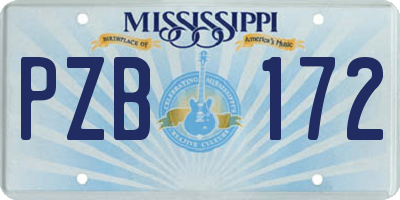 MS license plate PZB172