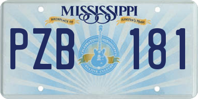MS license plate PZB181