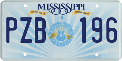MS license plate PZB196