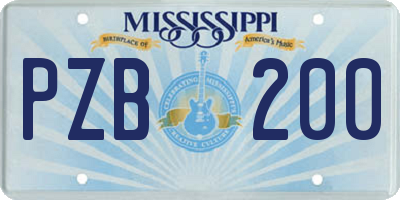 MS license plate PZB200