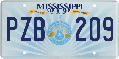 MS license plate PZB209