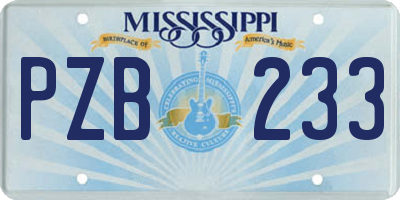 MS license plate PZB233