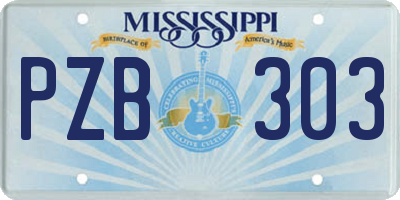 MS license plate PZB303